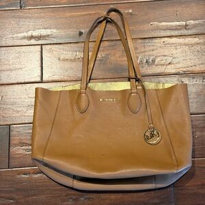 Michael Kors Brown Leather reversible Tote Bag 18” x 11” x 6”